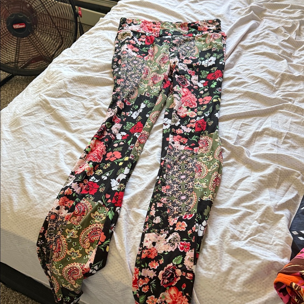 No Boundaries Floral & Paisley Leggings - Black, Green, Red, Pink